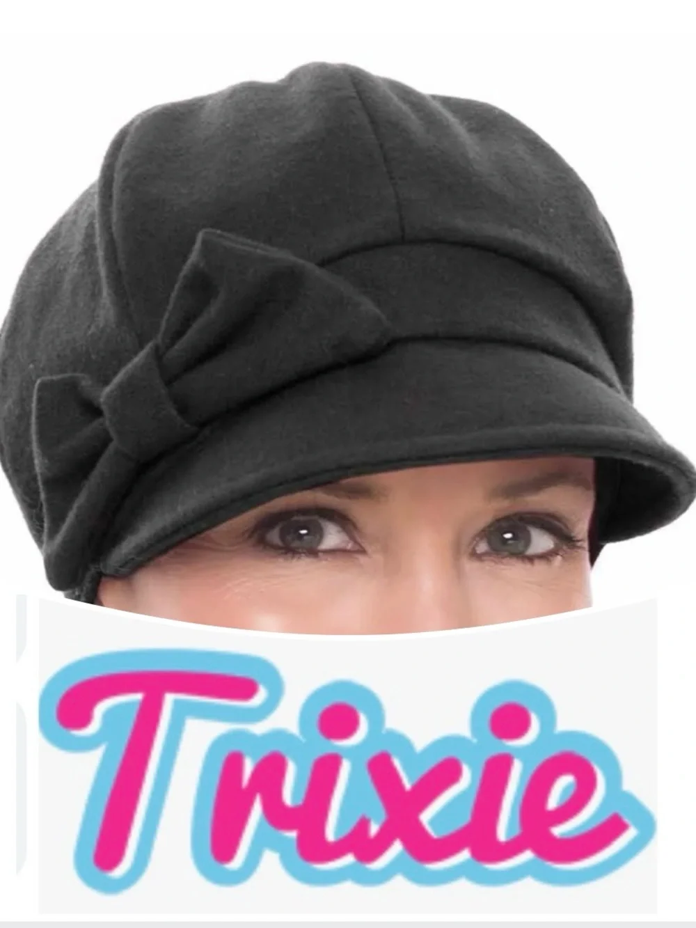 Trixie Black Wool Blend Newsboy Hat
